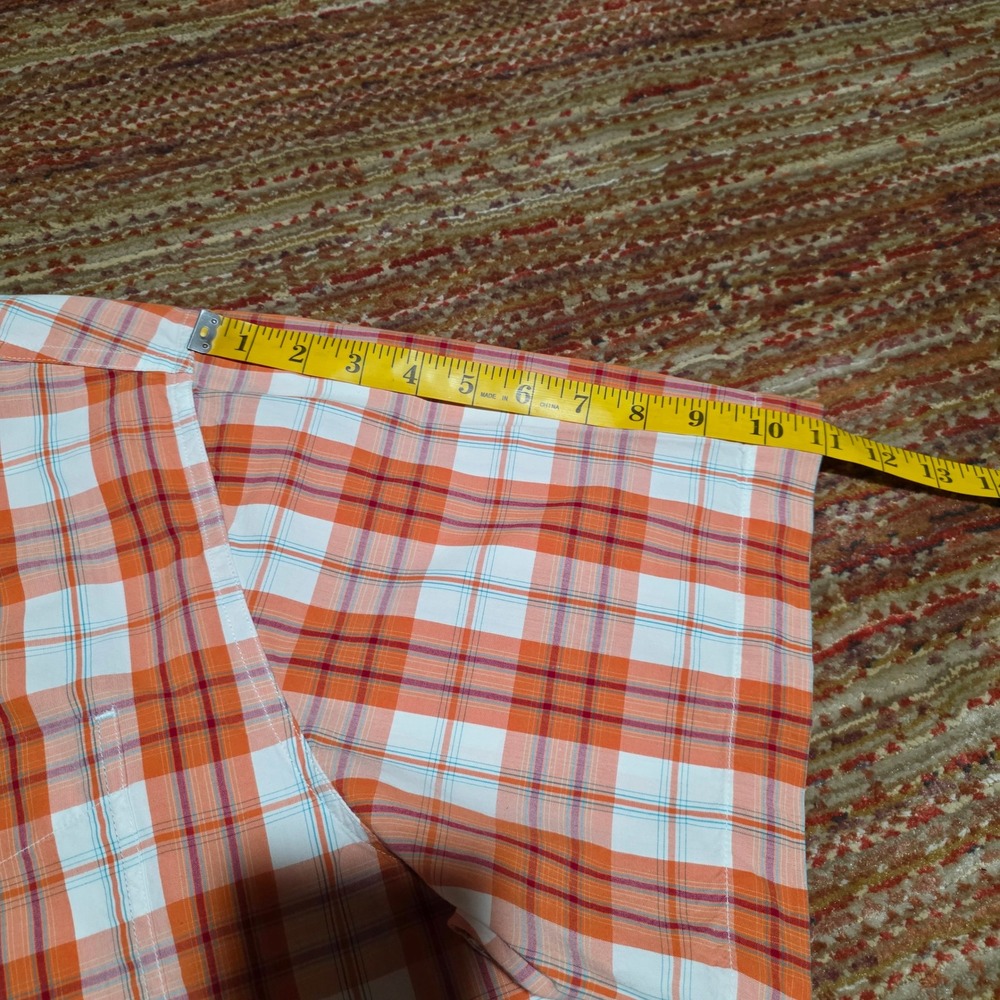 Carhartt MensPlaid Short Sleeve Button Up Shirt Orange White Cotton 2XL Workwear - Picture 7 of 10